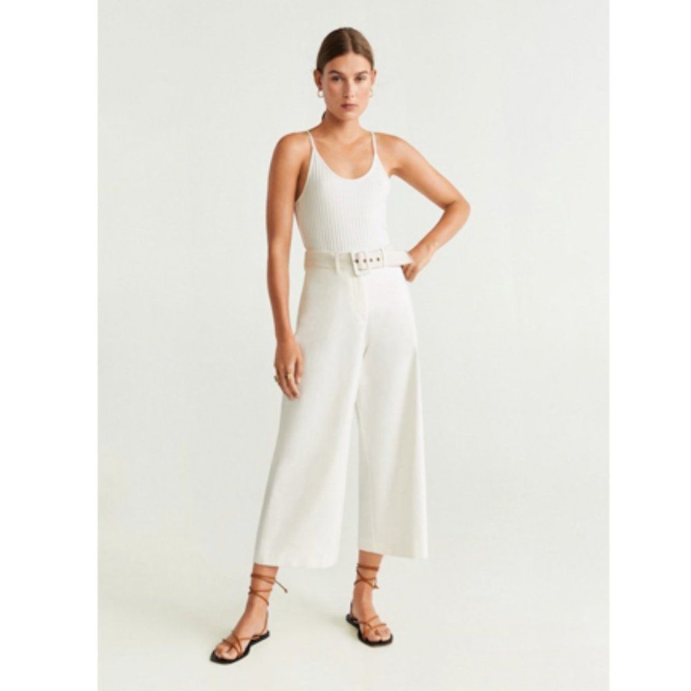 MANGO White Belt culottes trousers